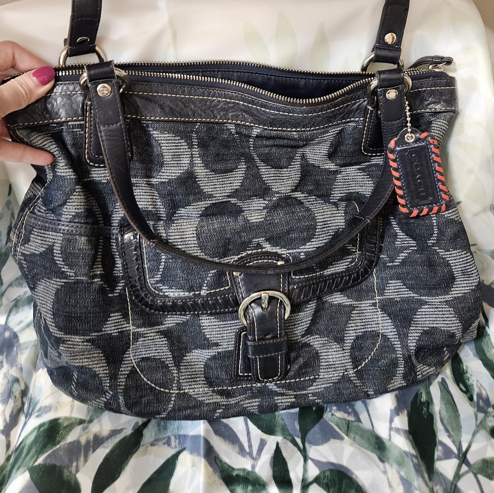 Large Denim COACH Satchel